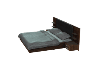 3D Bed Model – Modern Double Bed with Pillows & Blanket (FBX + iProp)