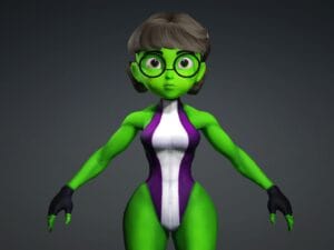 3D Cartoon-Style She-Hulk Character Model – Female Superhero, FBX/iAvatar, Full Rig + Facial Rig