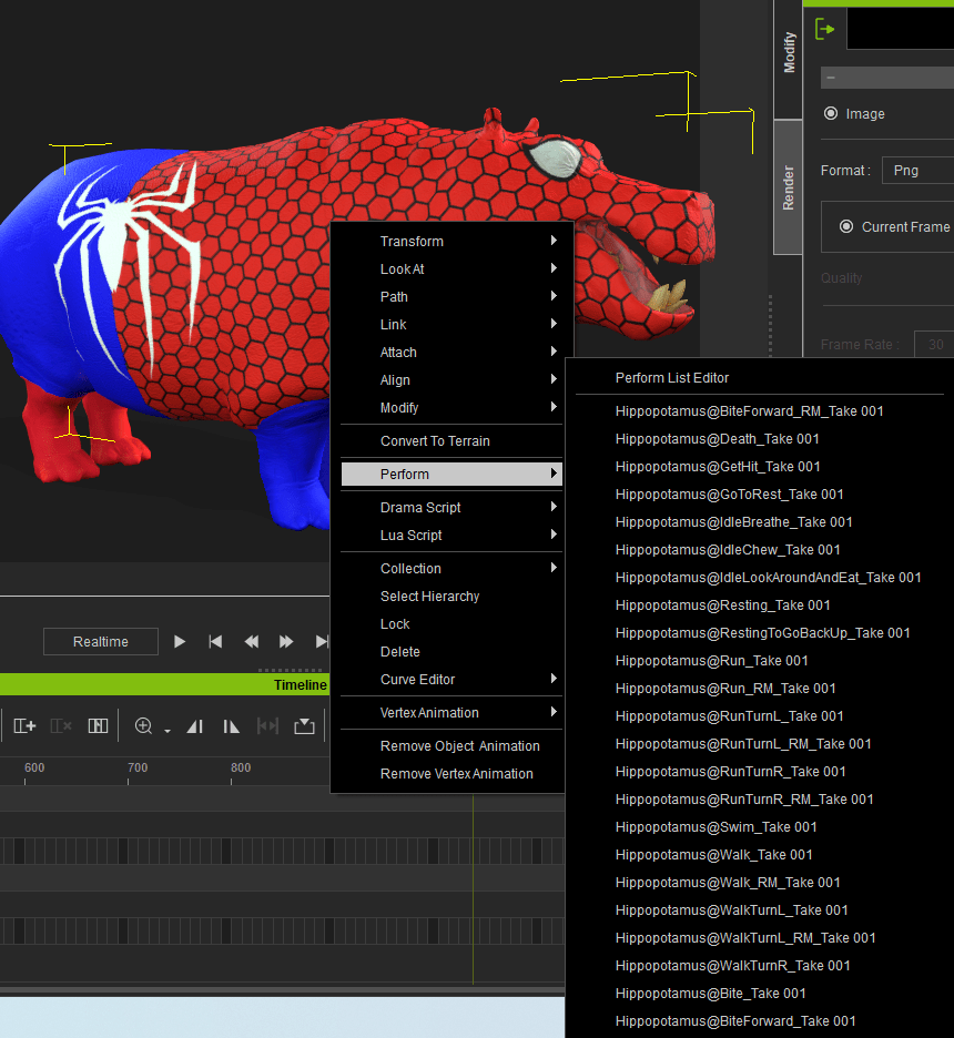 Hippopotamus 3D iProp – Spider-Themed Animated Hippo with 20+ Motion Pack for iClone - Image 7